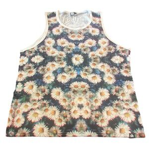 INTO THE‎ AM Mens XL Daisy Floral Print Tank Top Graphic Sleeveless Shirt